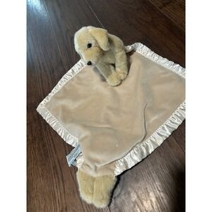 My Banky Britta Golden Retriever Dog Plush Lovey Security Blanket Tan Satin Trim